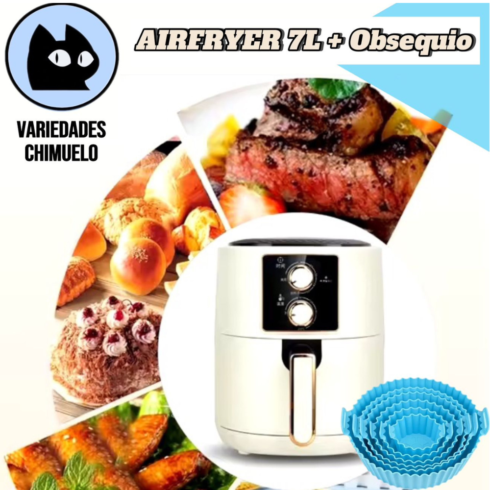 ♨️🍗Freidora de Aire Silver 7L GRATIS Molde Silicona🥩🍖